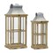 Contemporary Home Living Set of 2 Light Brown Wood Lanterns 29.5"